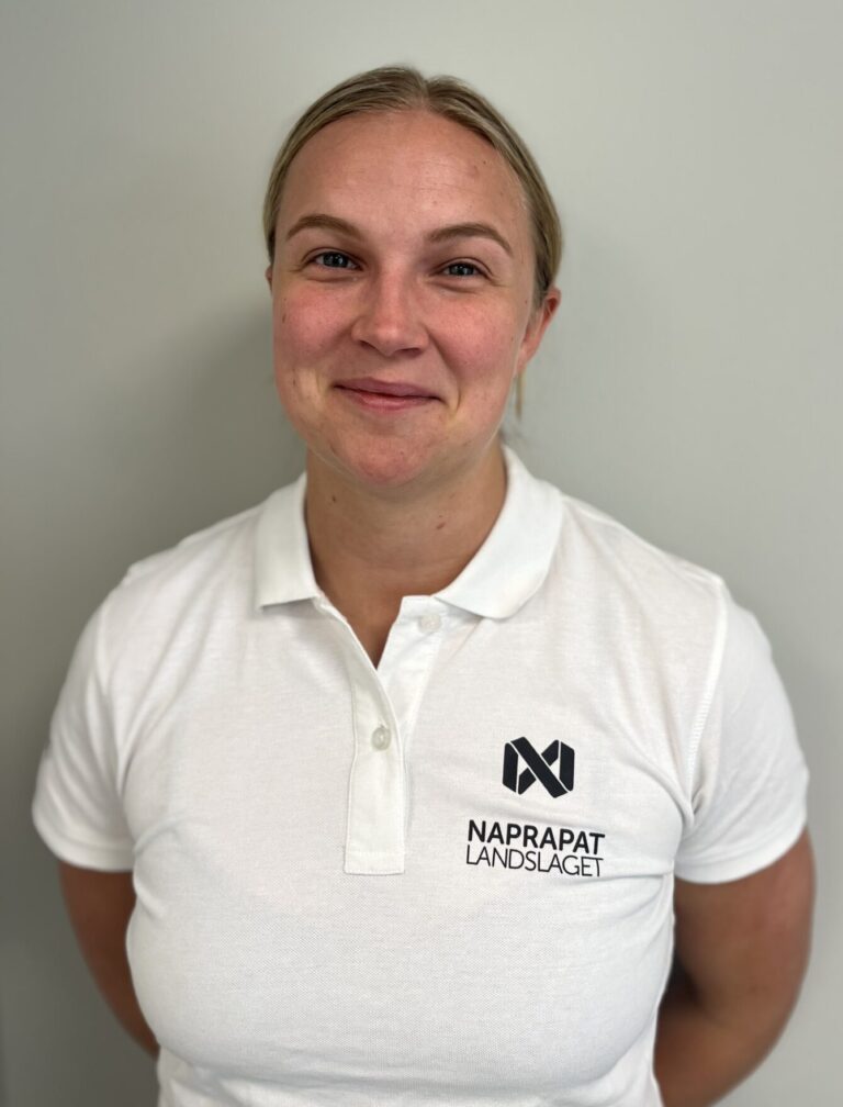 Bilden föreställer naprapaten Rebecca Karhunen Larsson på Naprapatlandslaget Telefonplan